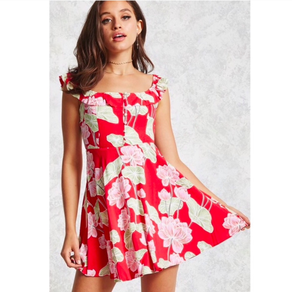 Forever 21 Red Floral Mini Dress